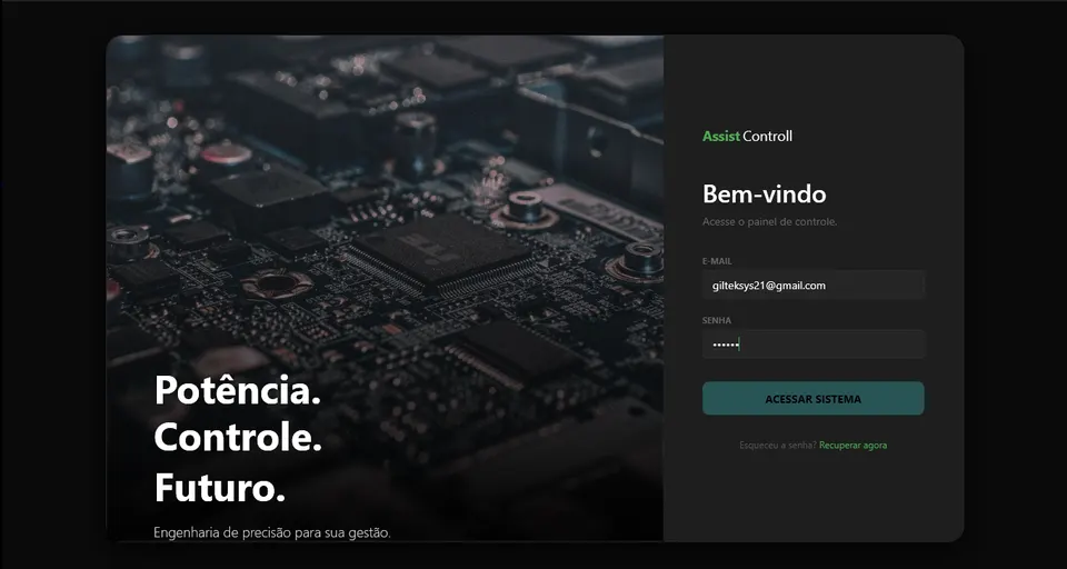 Tela de acesso do AssistControll
